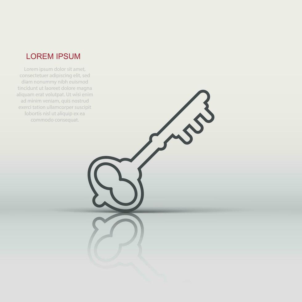 Key icon in flat style. Password vector illustration on white isolated background. Access business concept.