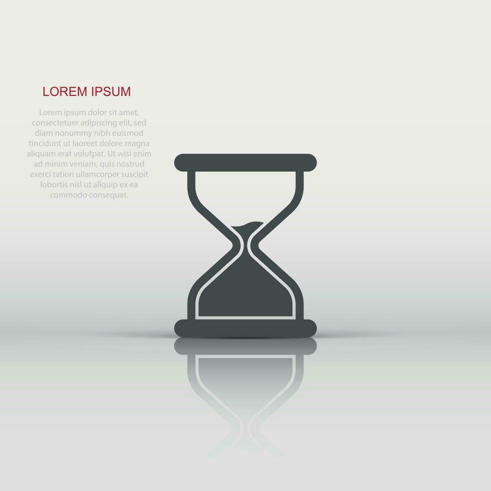 Hourglass icon in flat style. Sandglass vector illustration on white isolated background. Clock business concept.