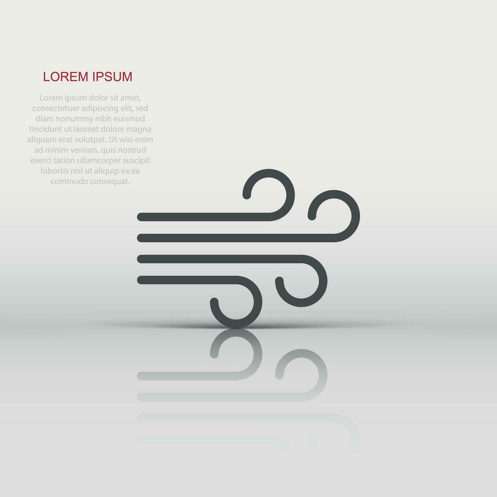 Wind icon in flat style. Air vector illustration on white isolated