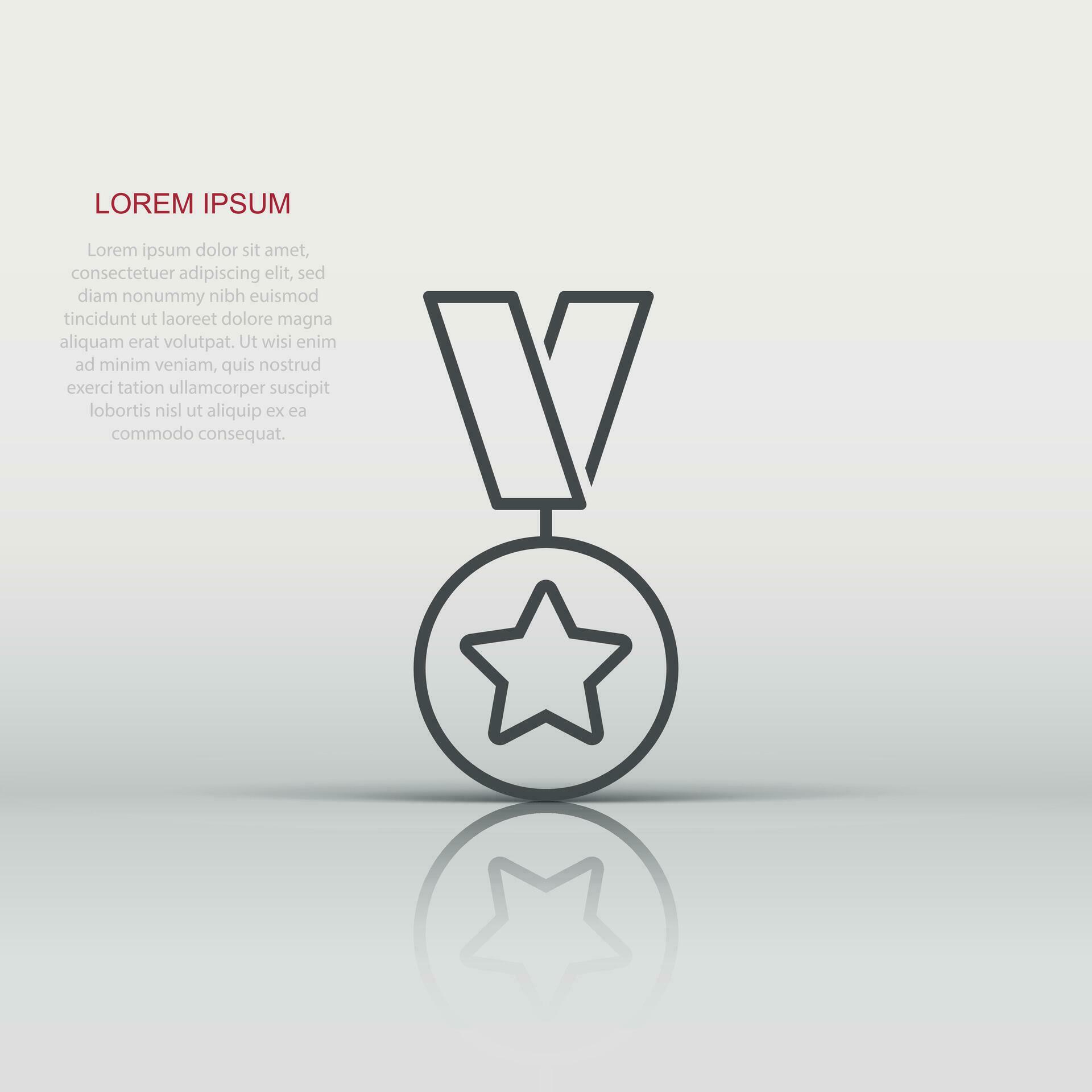 Medal icon in flat style. Prize sign vector illustration on white