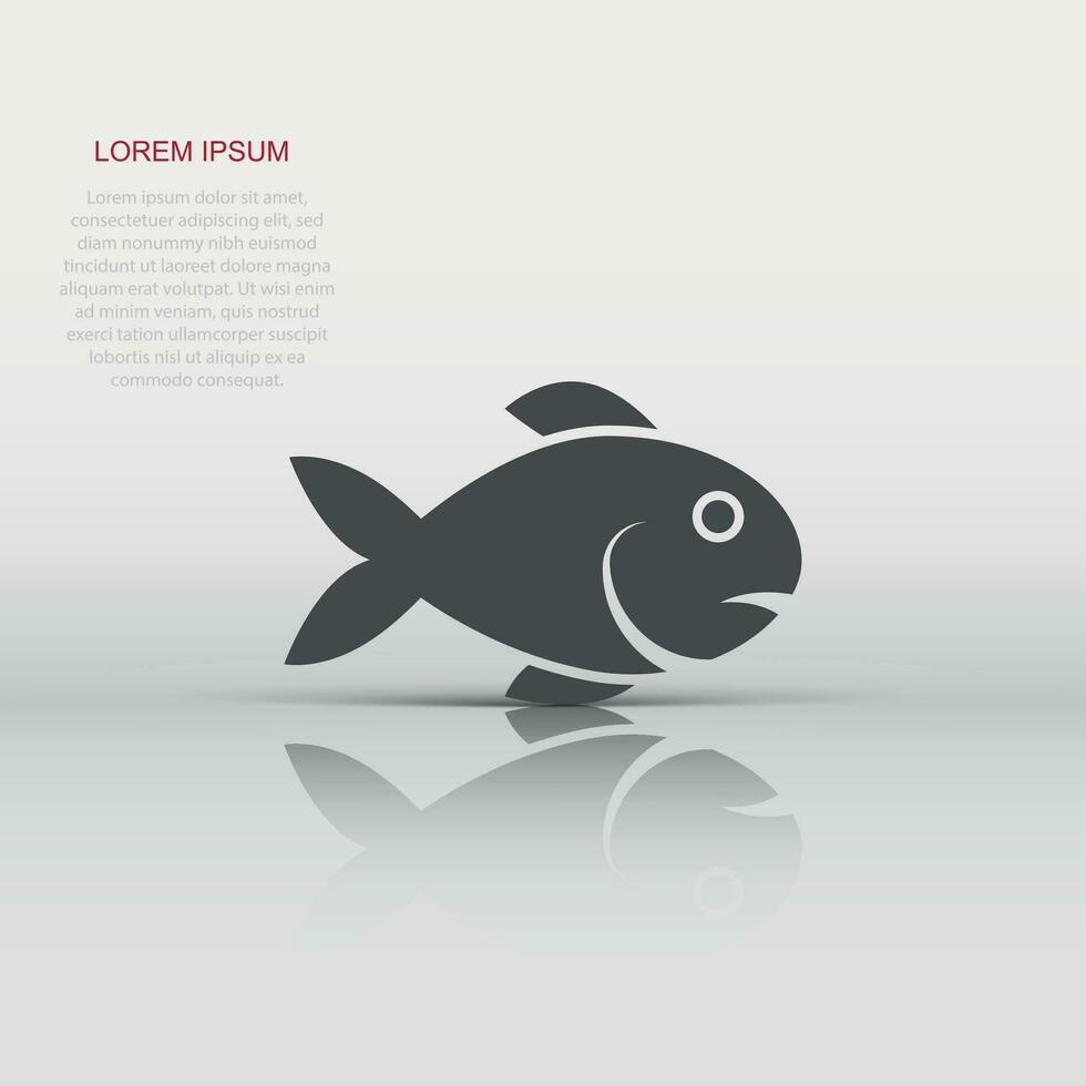 Fish icon in flat style. Seafood vector illustration on white isolated background. Sea animal business concept.