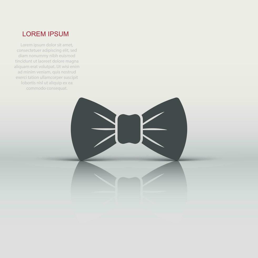 Tie bow icon in flat style. Bowtie vector illustration on white isolated background. Butterfly business concept.