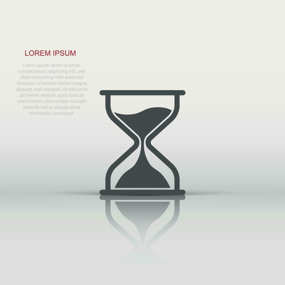 Hourglass icon in flat style. Sandglass vector illustration on white isolated background. Clock business concept.