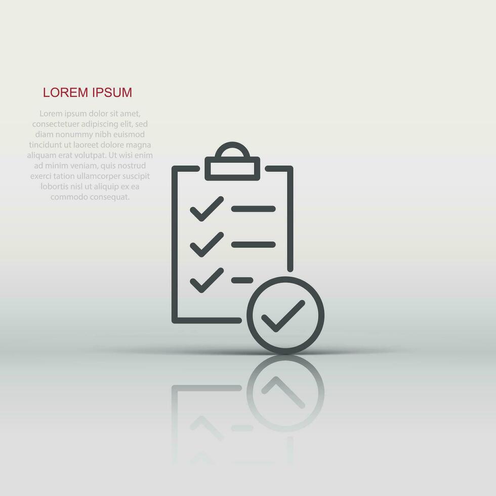 To do list icon in flat style. Document checklist vector illustration on white isolated background. Notepad check mark business concept.