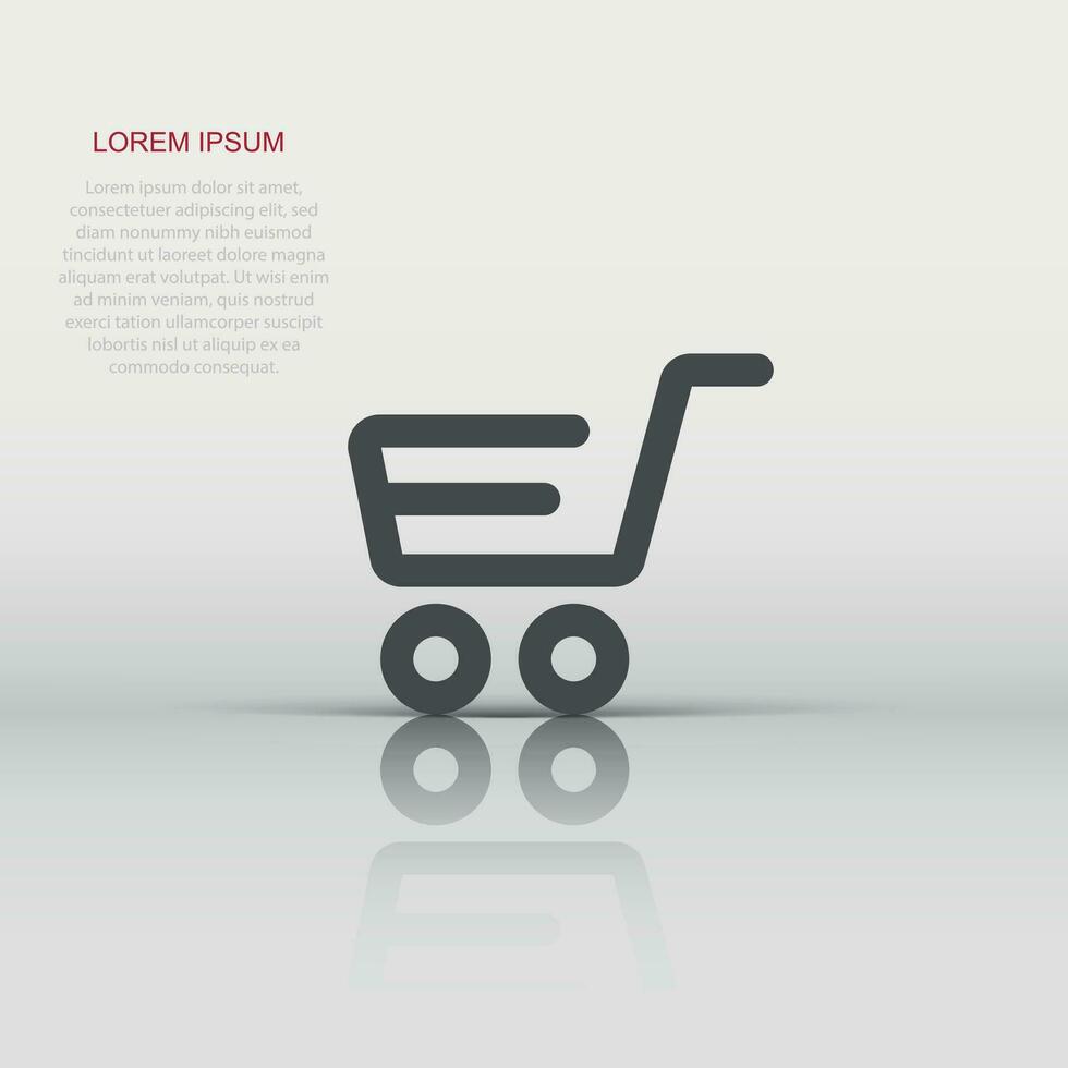 Shopping cart icon in flat style. Trolley vector illustration on white isolated background. Basket business concept.