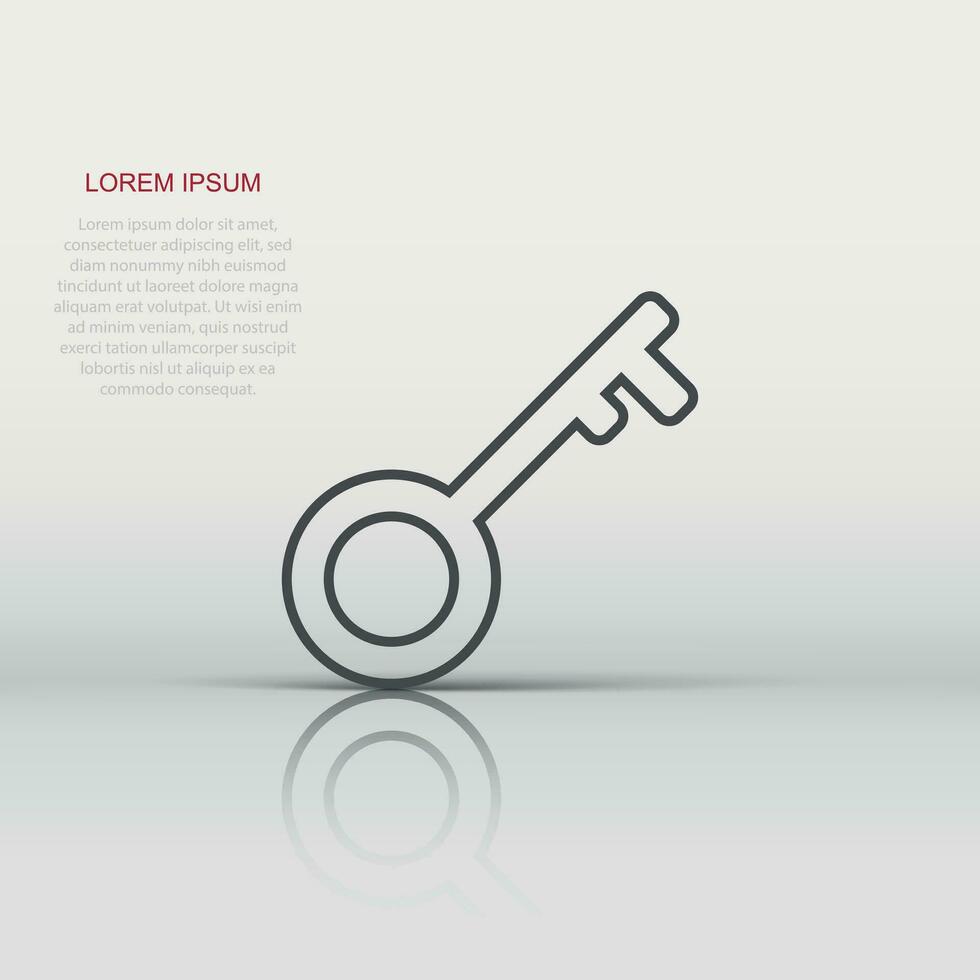 Key icon in flat style. Password vector illustration on white isolated background. Access business concept.
