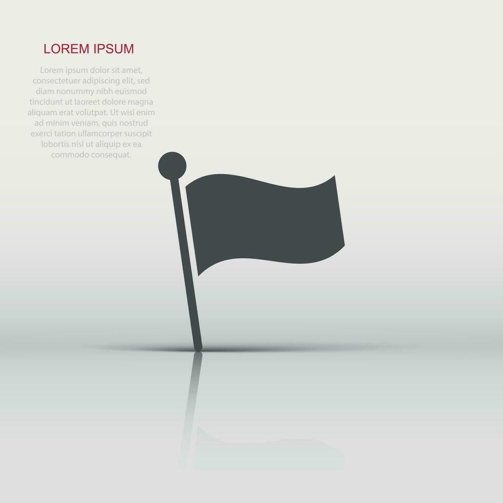 Flag icon in flat style. Pin vector illustration on white isolated background. Flagpole business concept.