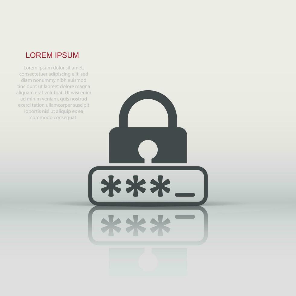 Login icon in flat style. Password access vector illustration on white isolated background. Padlock entry business concept.