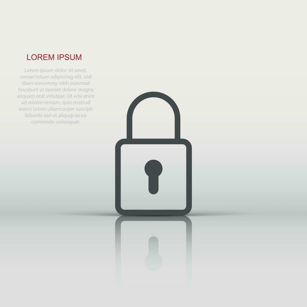 Padlock icon in flat style. Lock vector illustration on white isolated background. Private business concept.