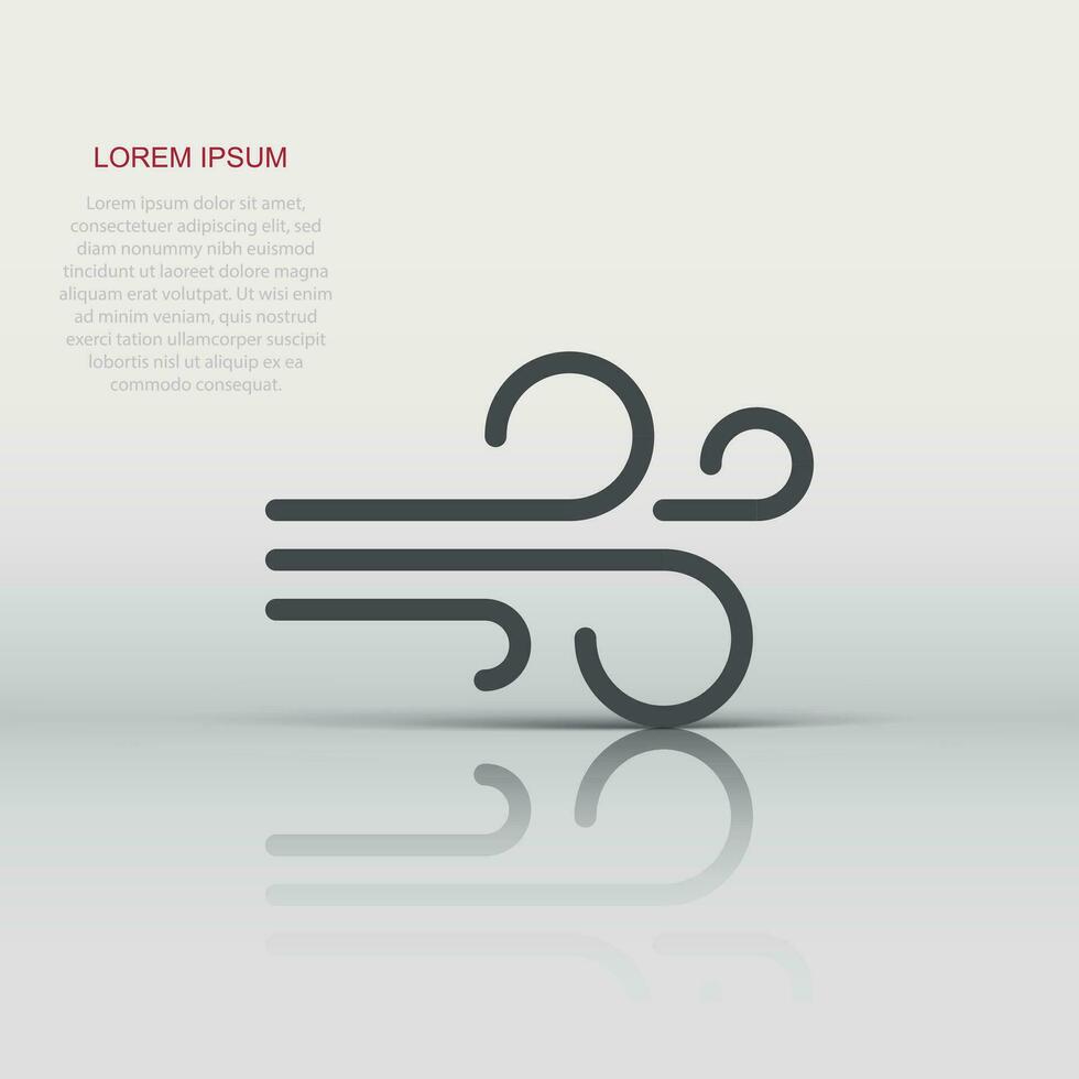 Wind icon in flat style. Air vector illustration on white isolated