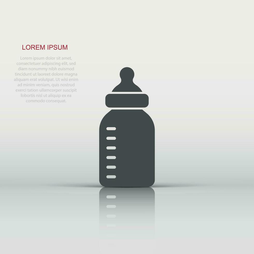 Baby bottle icon in flat style. Milk container vector illustration on white isolated background. Drink glass business concept.