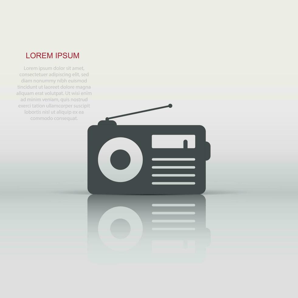 Radio icon in flat style. Fm broadcast vector illustration on white isolated background. Radiocast business concept.