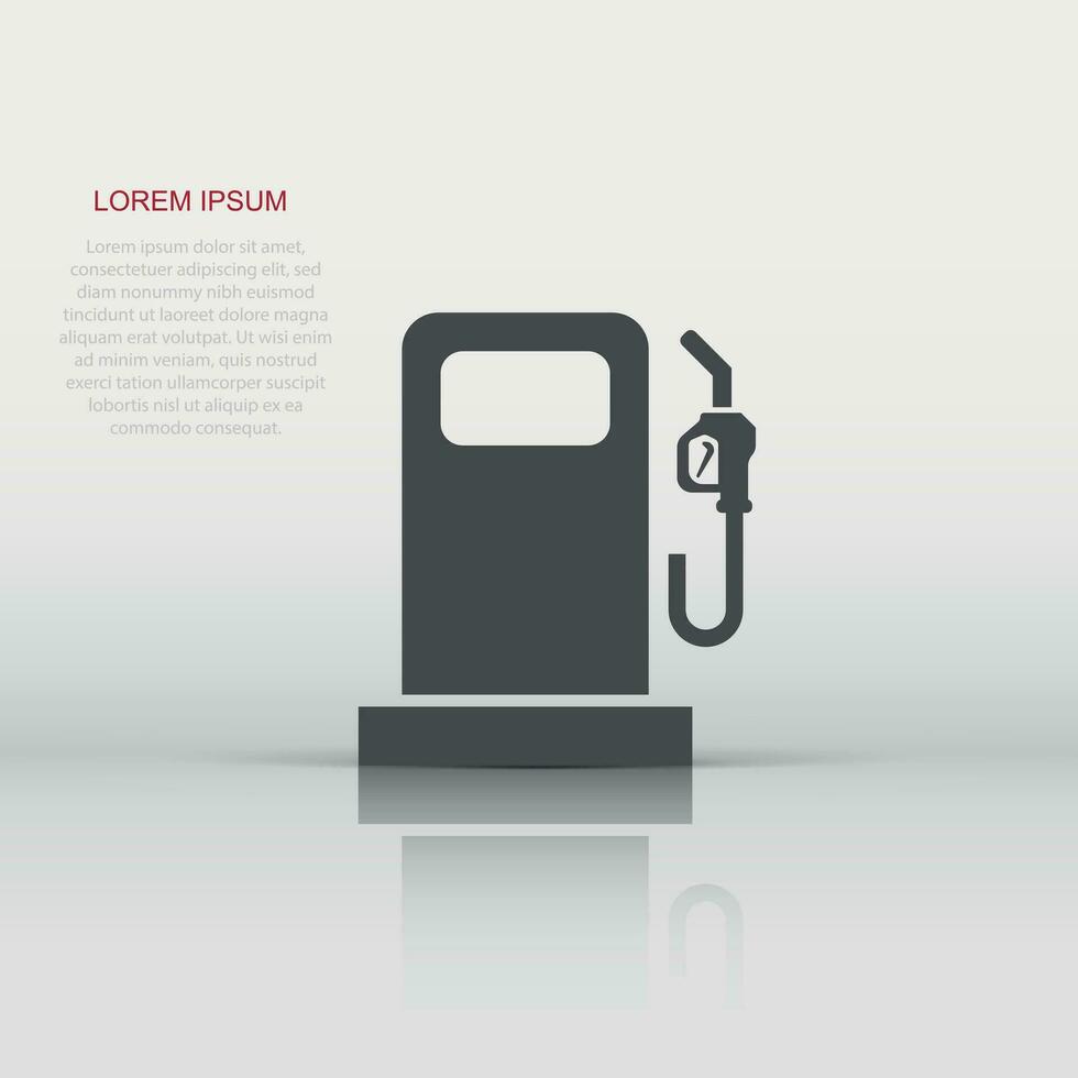 Fuel pump icon in flat style. Gas station sign vector illustration on white isolated background. Petrol business concept.