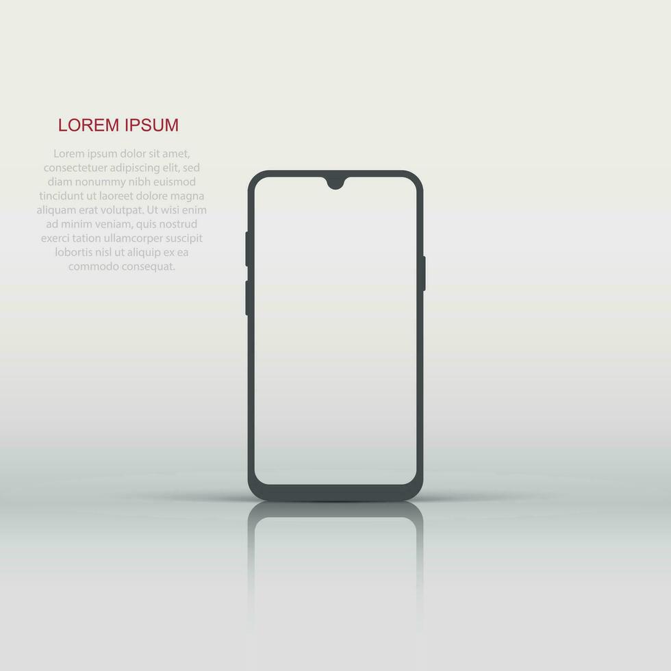 Smartphone blank screen icon in flat style. Mobile phone vector illustration on white isolated background. Telephone business concept.