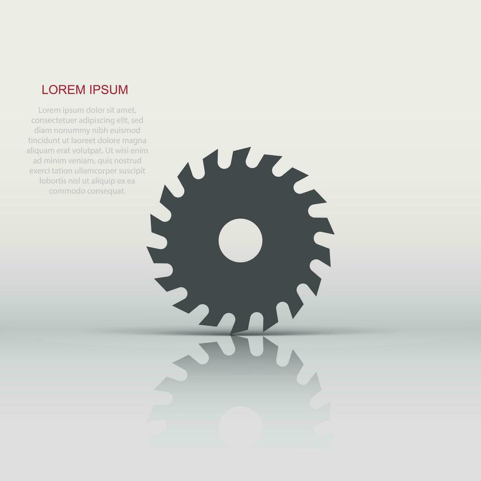 Saw blade icon in flat style. Circular machine vector illustration on white isolated background. Rotary disc business concept.