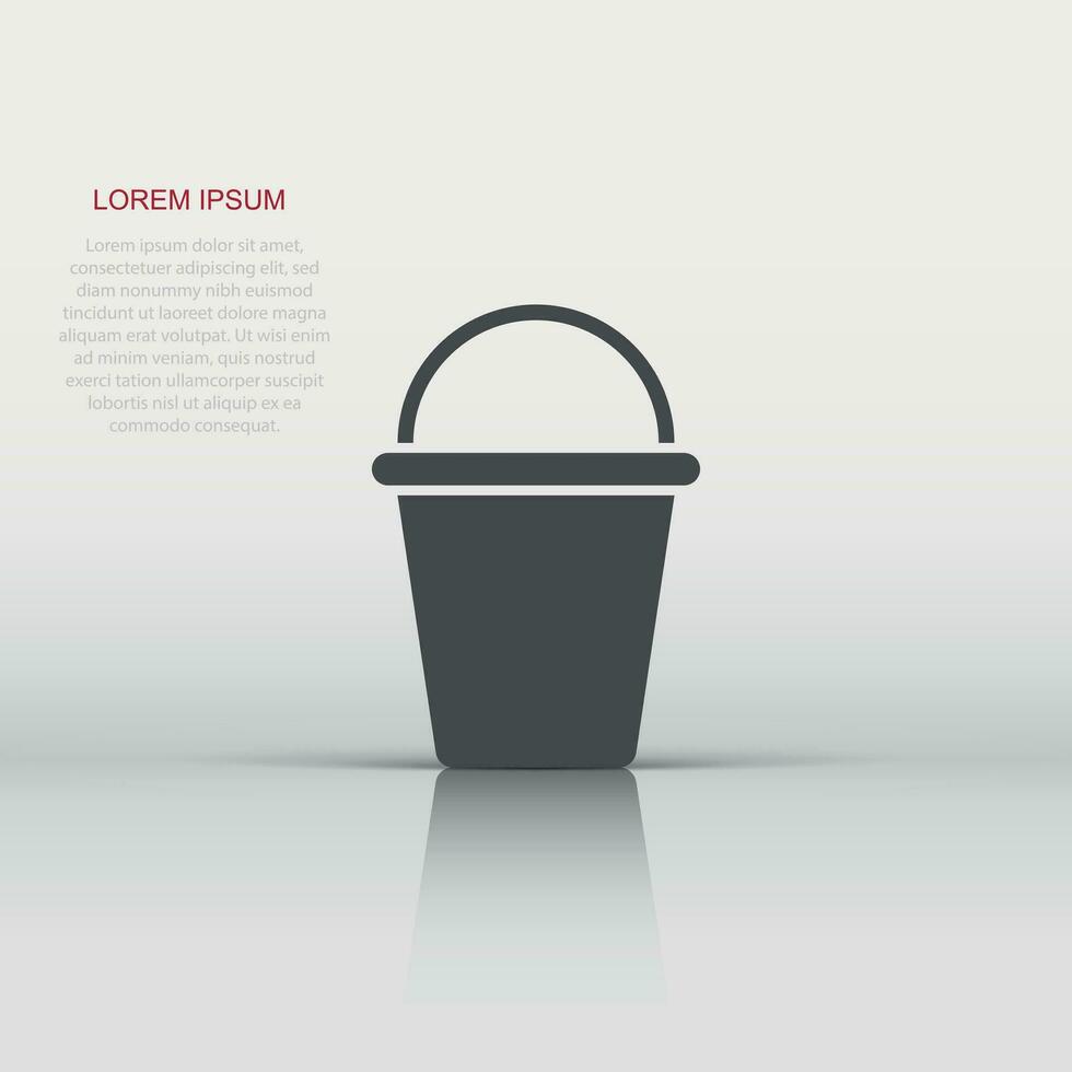 Bucket icon in flat style. Garbage pot vector illustration on white isolated background. Pail business concept.