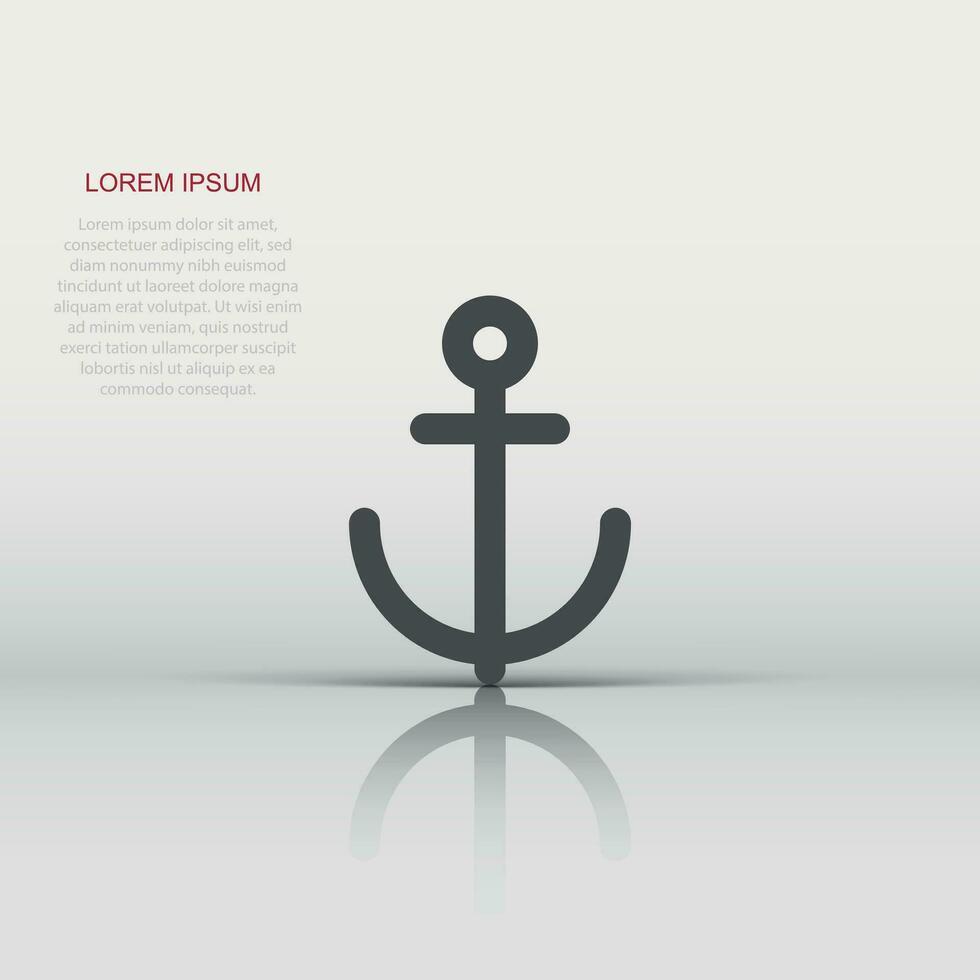 Boat anchor icon in flat style. Vessel hook vector illustration on white isolated background. Ship equipment business concept.