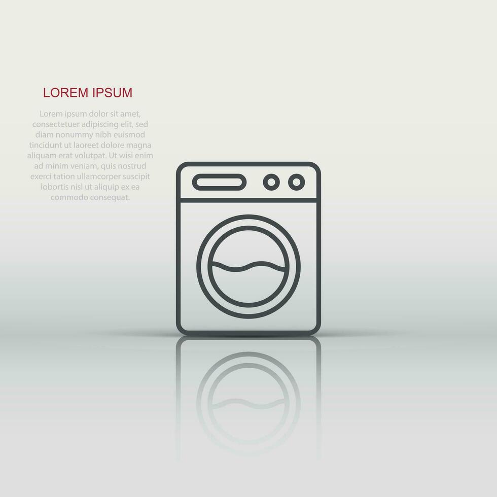 Washing machine icon in flat style. Washer vector illustration on white isolated background. Laundry business concept.