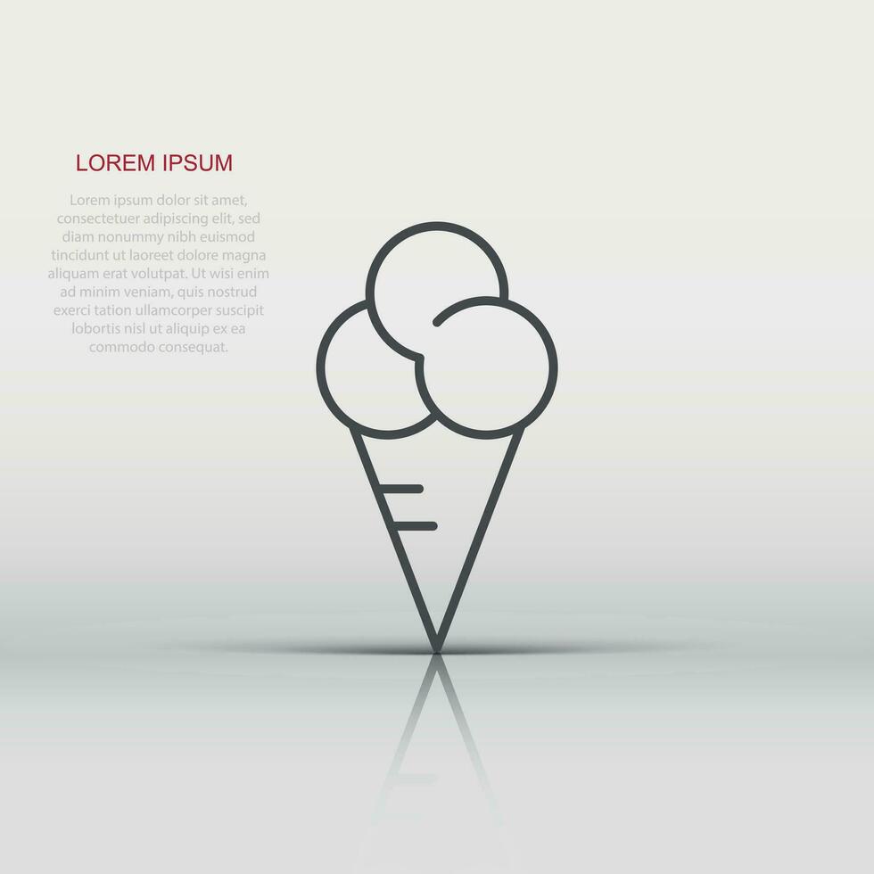 Ice cream icon in flat style. Sundae vector illustration on white isolated background. Sorbet dessert business concept.