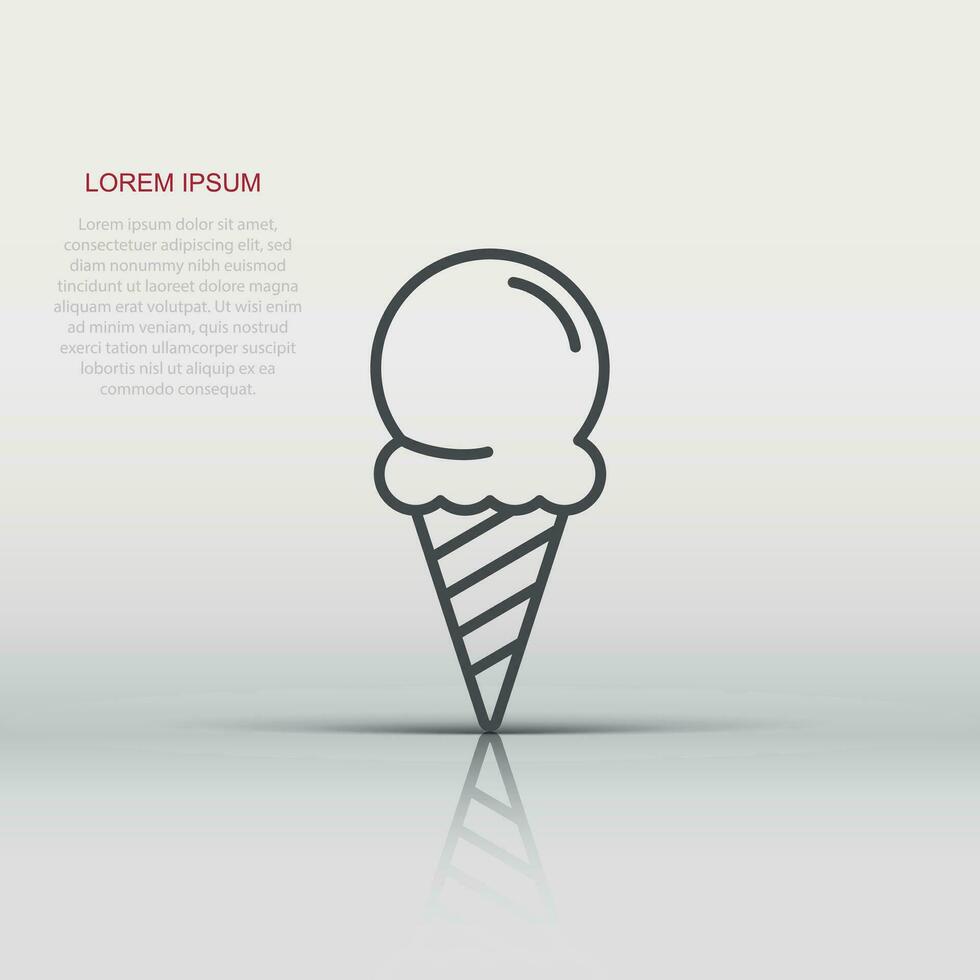 Ice cream icon in flat style. Sundae vector illustration on white isolated background. Sorbet dessert business concept.