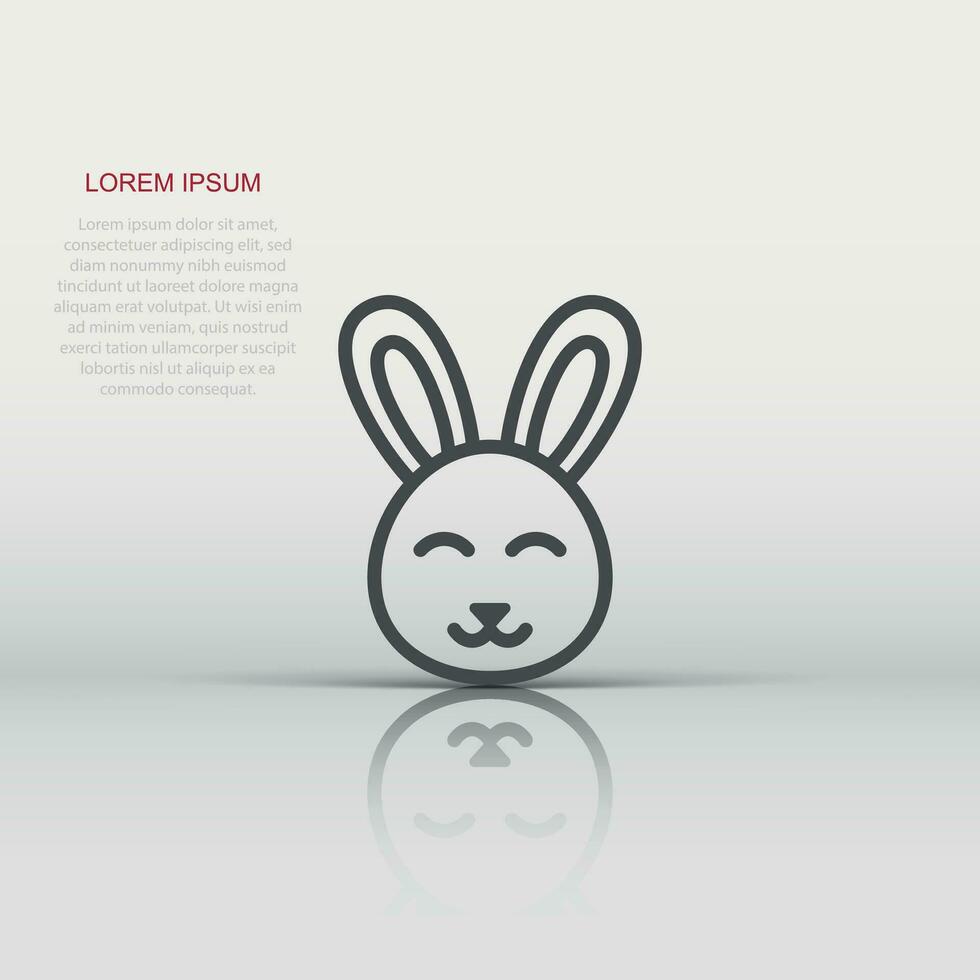 Rabbit icon in flat style. Bunny vector illustration on white isolated background. Happy easter business concept.