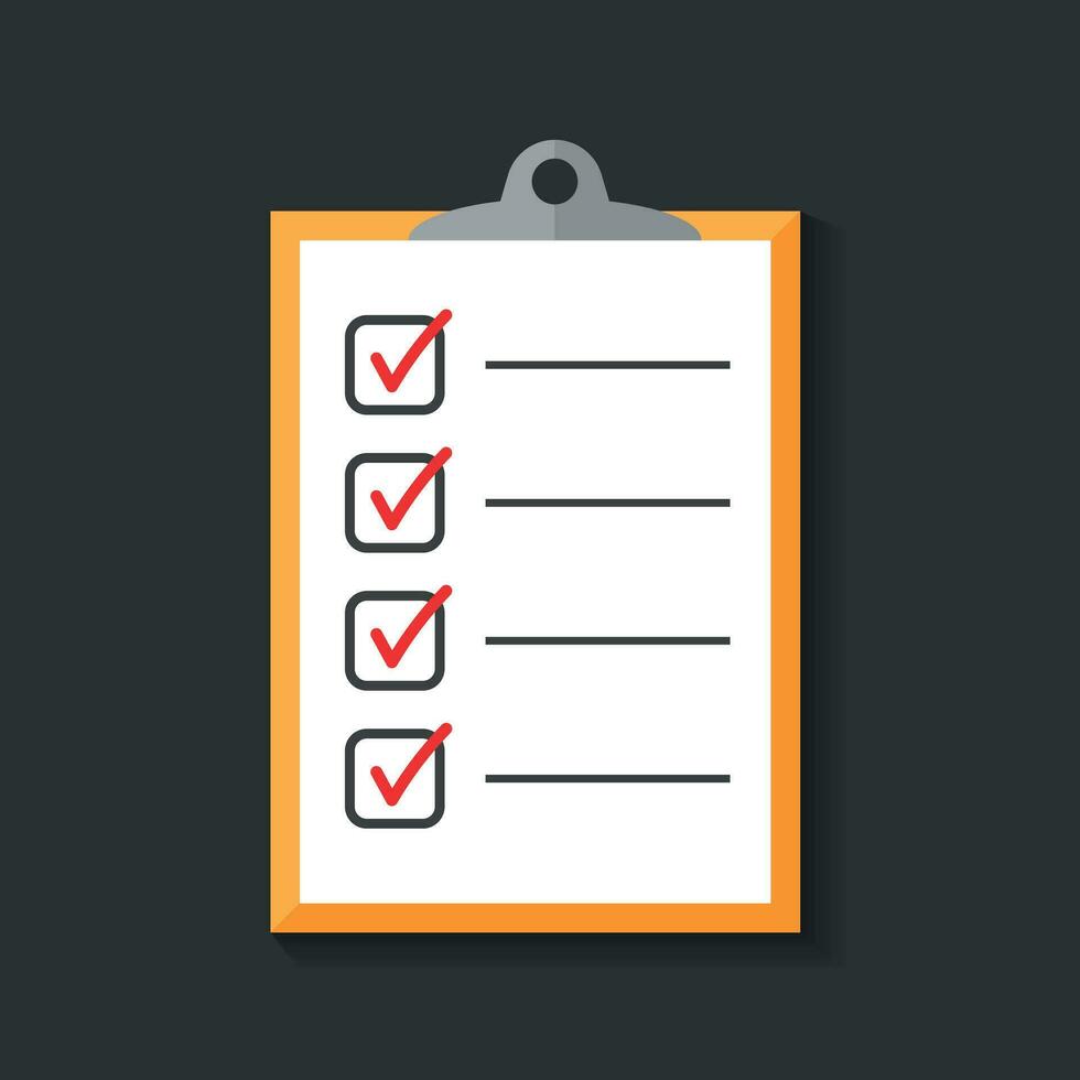 To do list icon. Checklist, task list vector illustration in flat style. Reminder concept icon on black background.