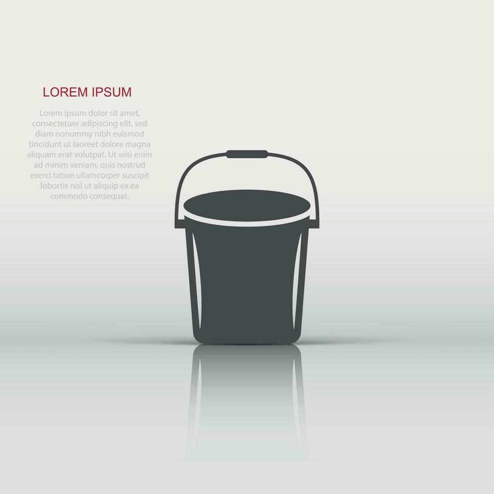 Bucket icon in flat style. Garbage pot vector illustration on white isolated background. Pail business concept.