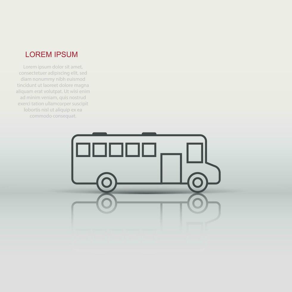 Bus icon in flat style. Coach vector illustration on white isolated background. Autobus vehicle business concept.