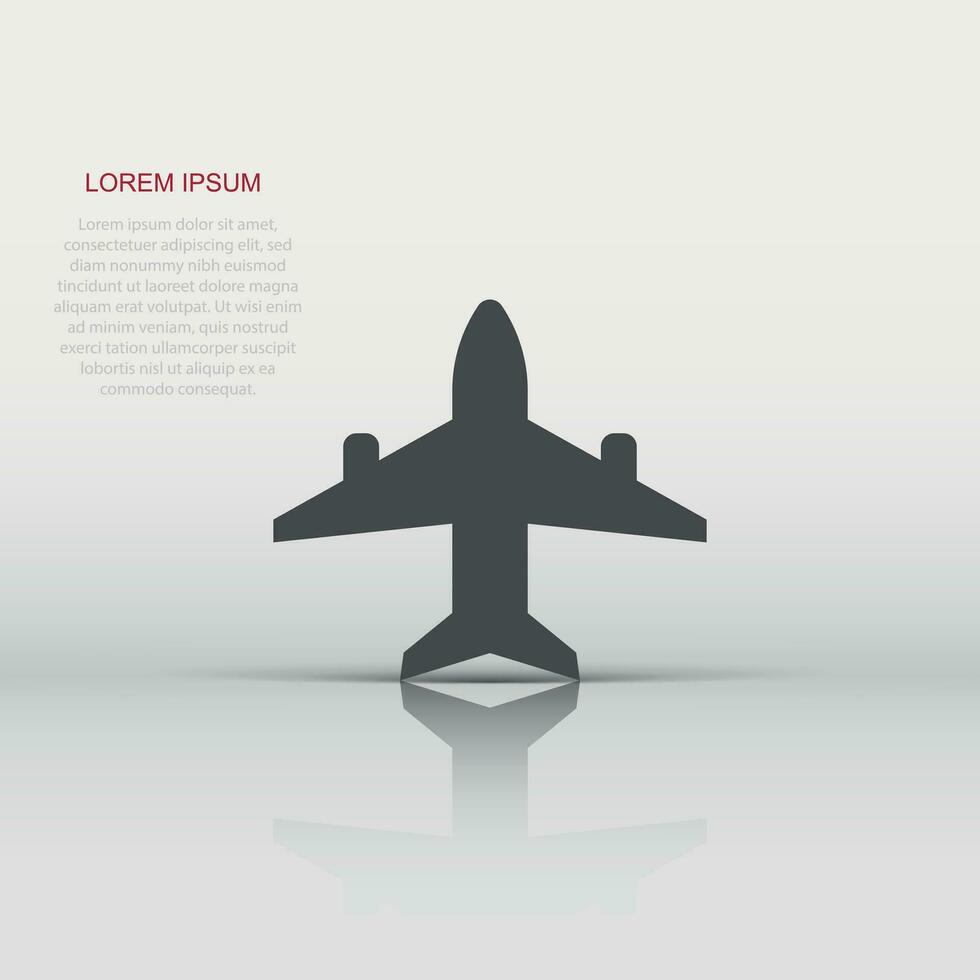 Plane icon in flat style. Airplane vector illustration on white isolated background. Flight airliner business concept.