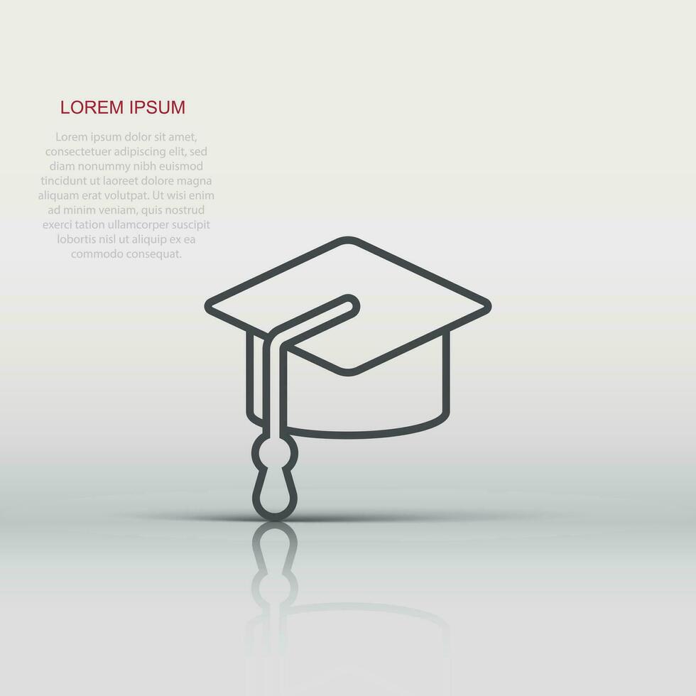 Graduation hat icon in flat style. Student cap vector illustration on white isolated background. University business concept.