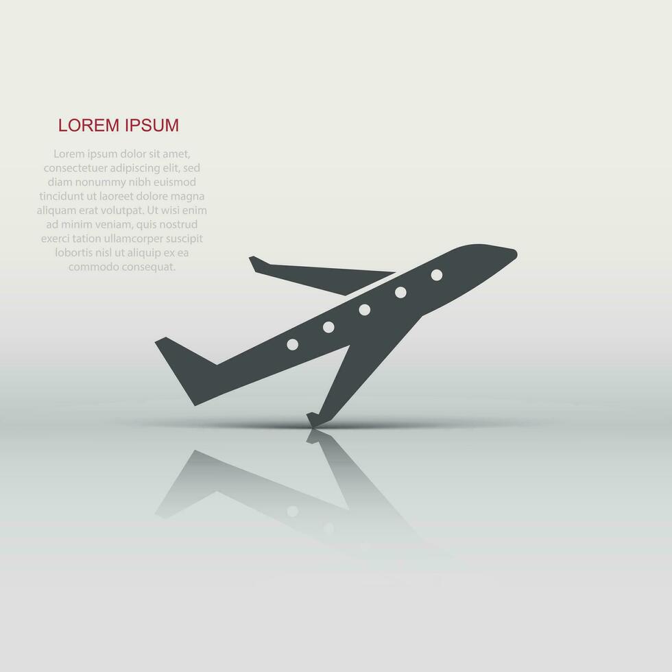 Plane icon in flat style. Airplane vector illustration on white isolated background. Flight airliner business concept.
