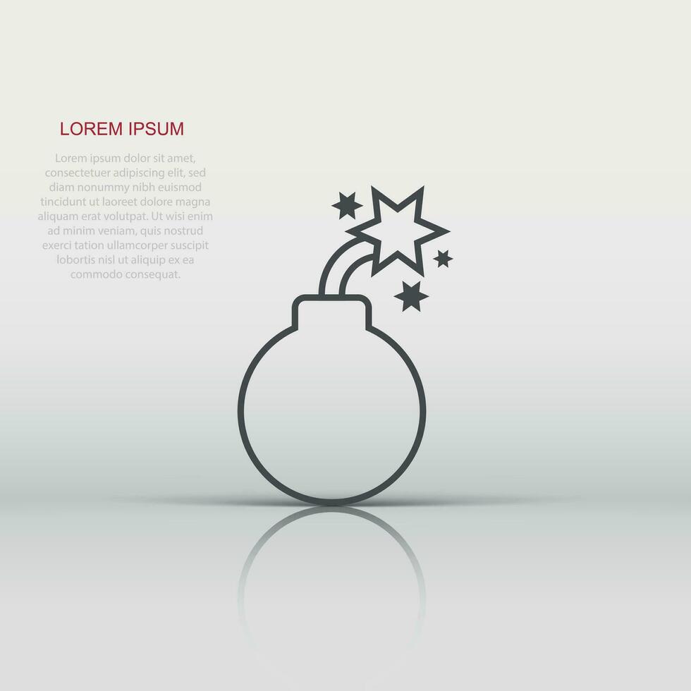 Bomb icon in flat style. Dynamite vector illustration on white isolated background. C4 tnt business concept.