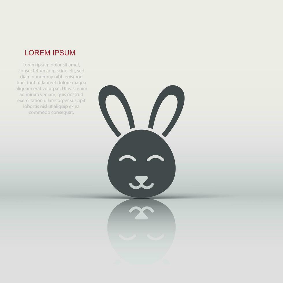 Rabbit icon in flat style. Bunny vector illustration on white isolated background. Happy easter business concept.