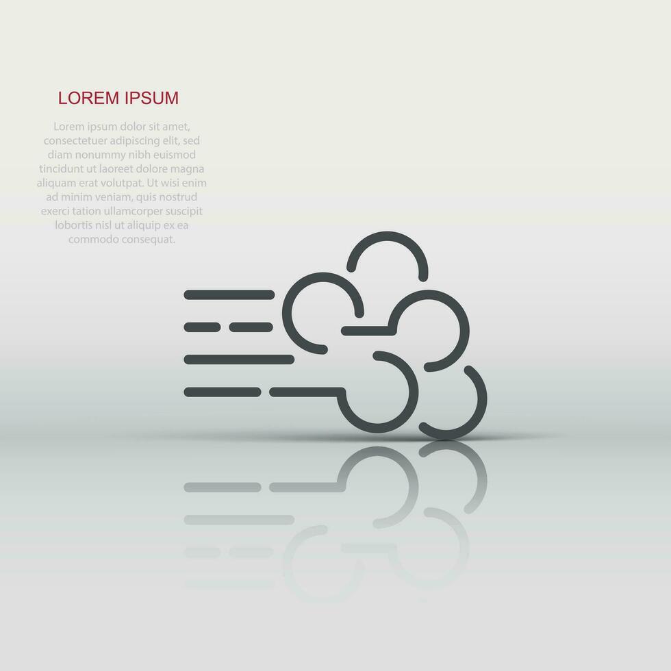 Wind icon in flat style. Air vector illustration on white isolated background. Breeze business concept.