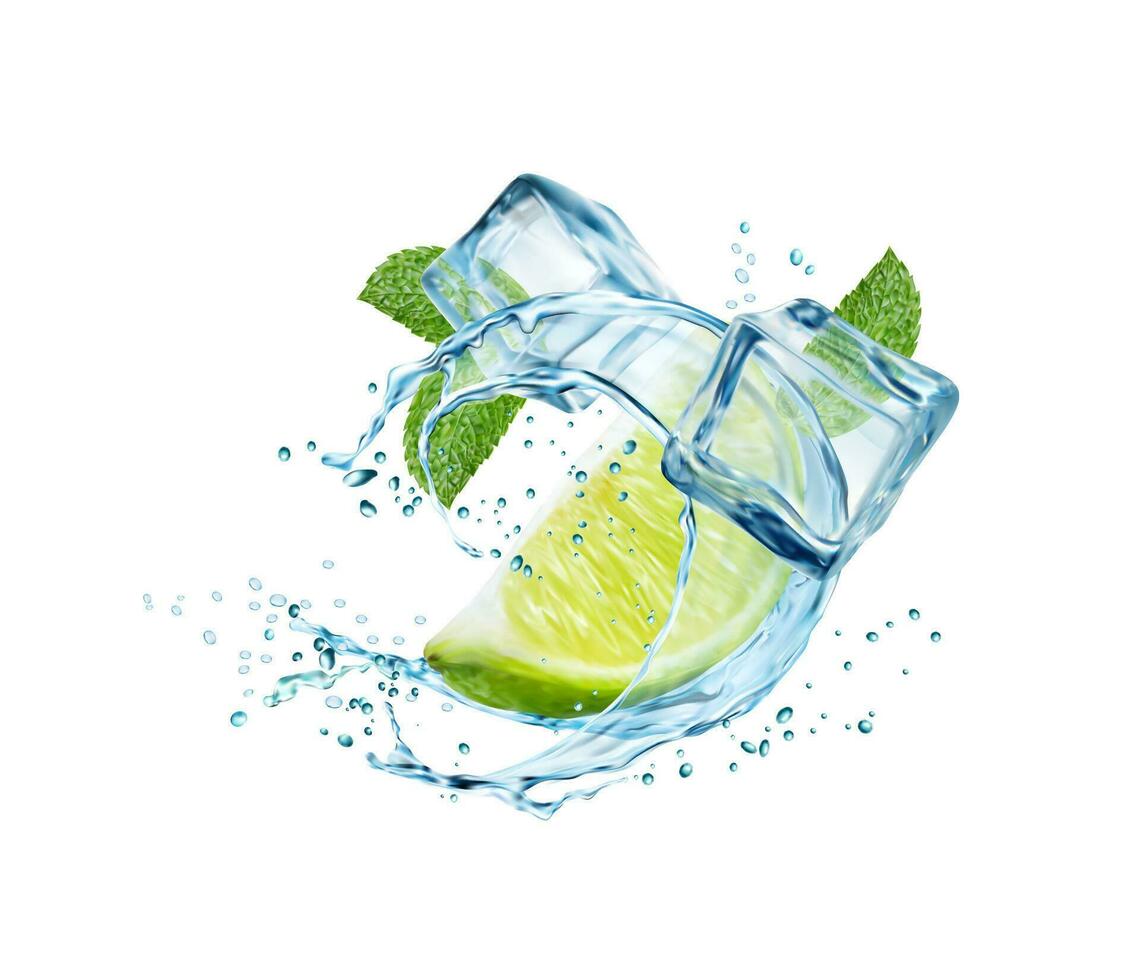 mojito o limonada beber. remolino chapoteo con Lima vector