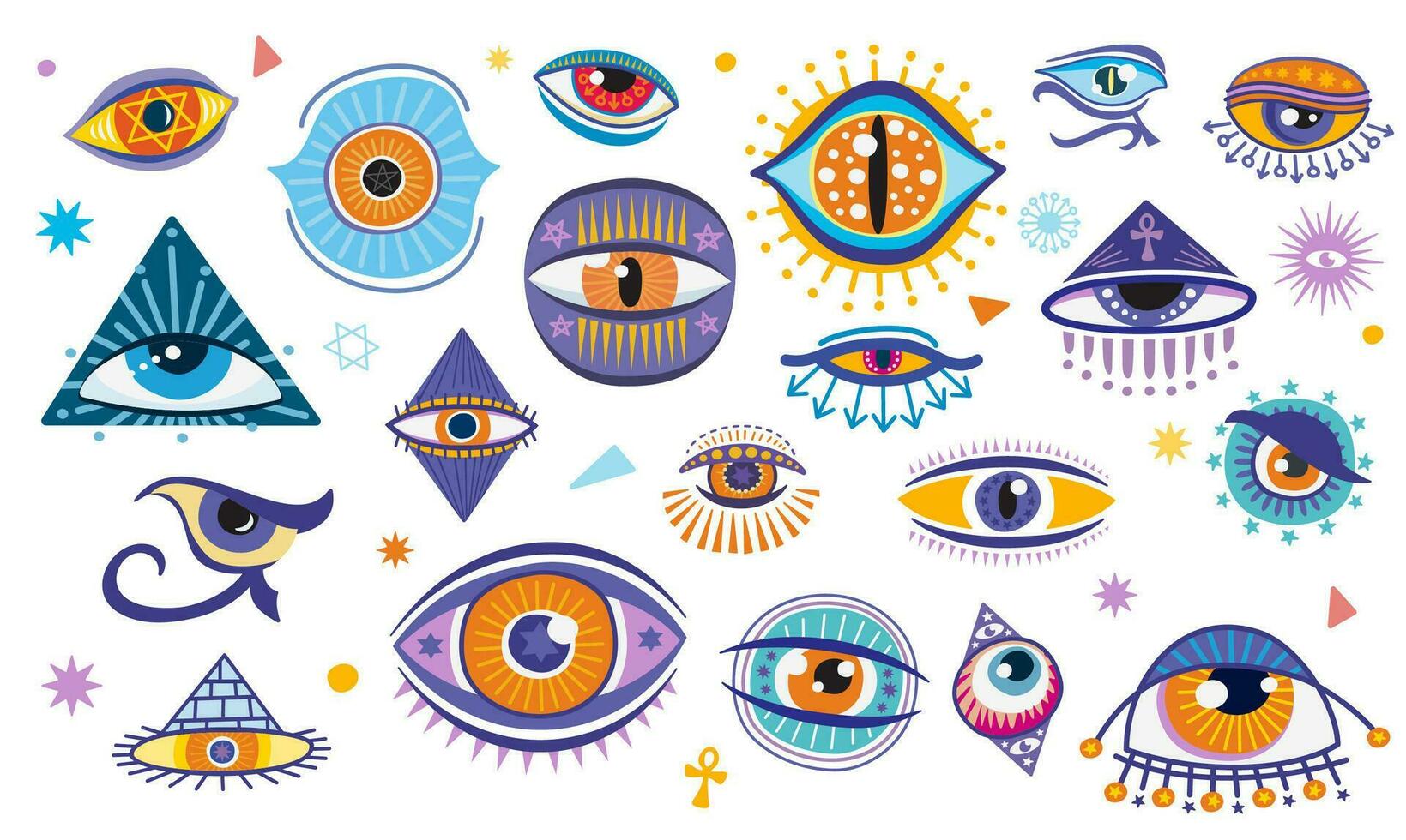 Magical witchcraft eyes, esoteric and occult signs vector