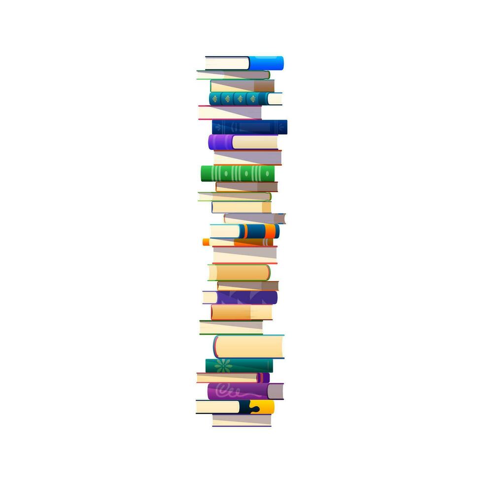 High book stack isolated pile of cartoon textbooks vector