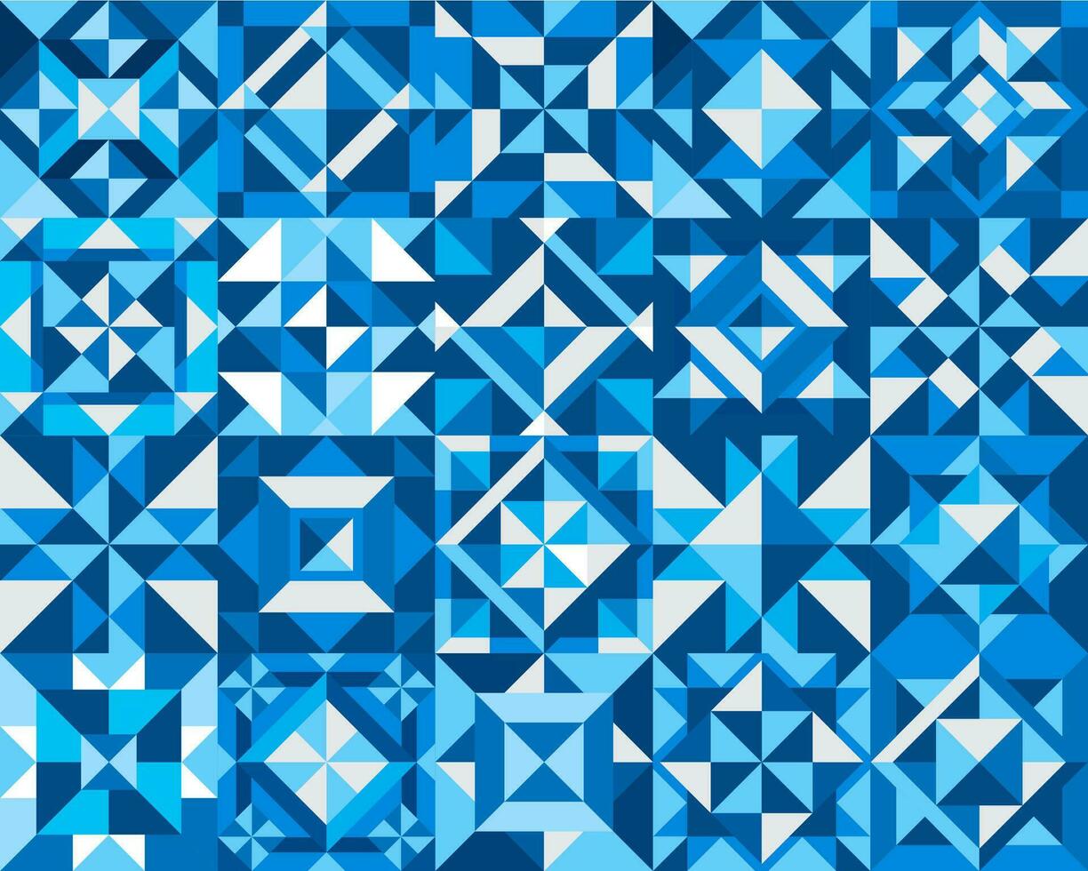 White and blue ceramic tile geometric pattern vector