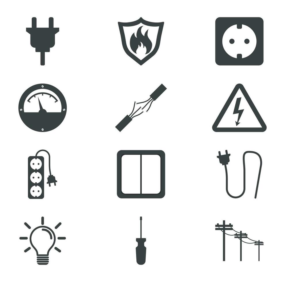 Electricity icon. Vector illustration in flat style on white background