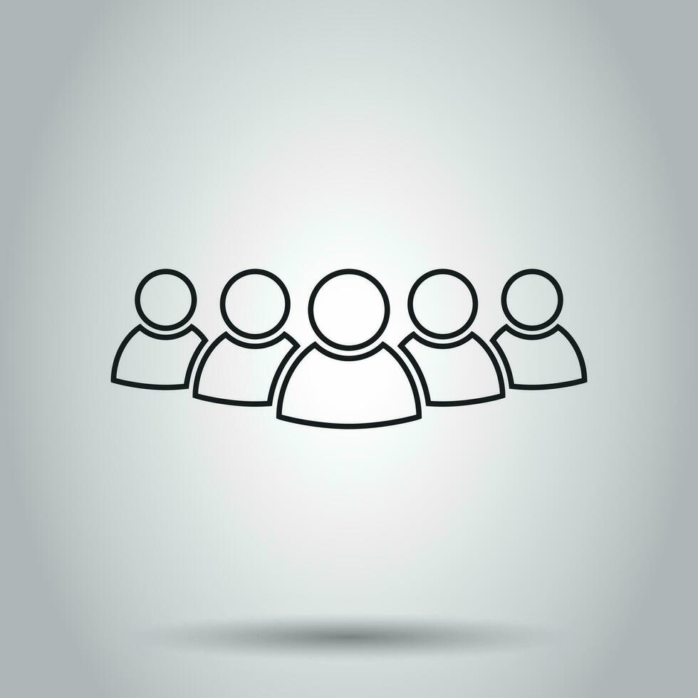 Group of people icon in line style. Vector illustration on isolated background. Business concept person pictogram.