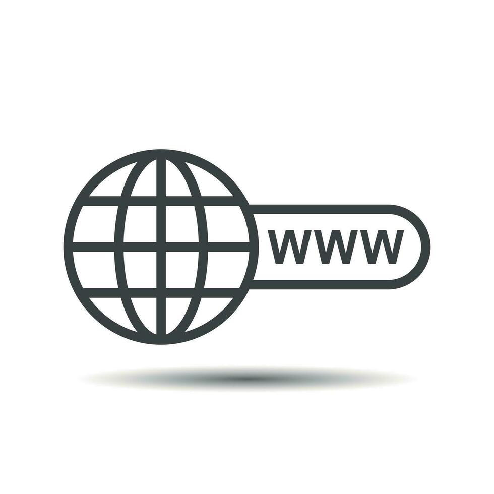 Go to web icon. Internet flat vector illustration for website on white background with shadow.