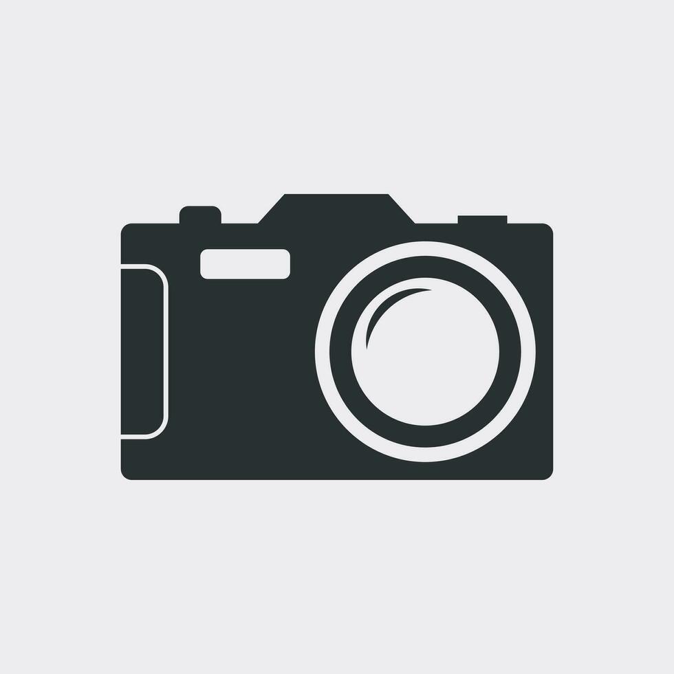 Camera icon on white background. Flat vector illustration.