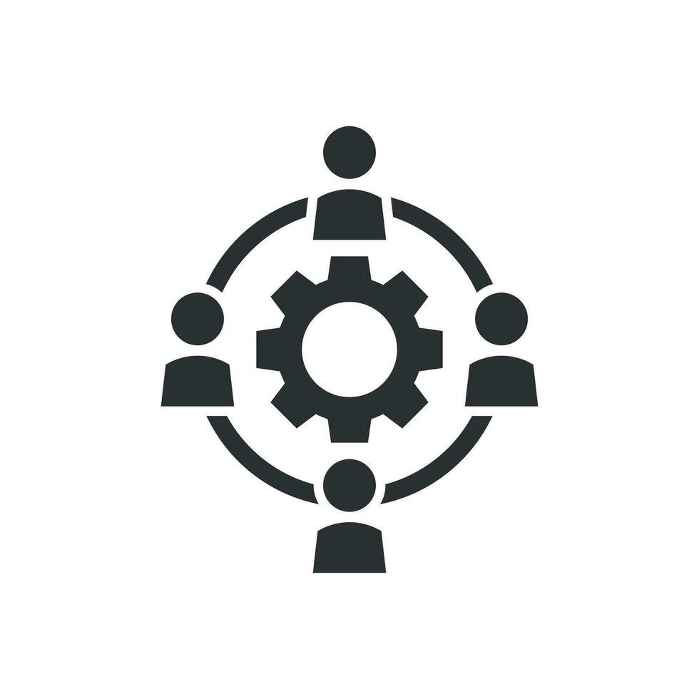 Outsourcing business collaboration vector icon in flat style. People cooperation illustration on white isolated background. Teamwork business concept.