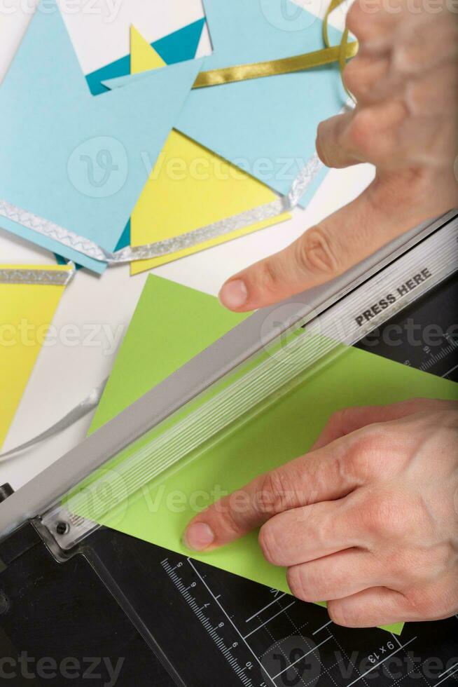 Paper trimming process. photo