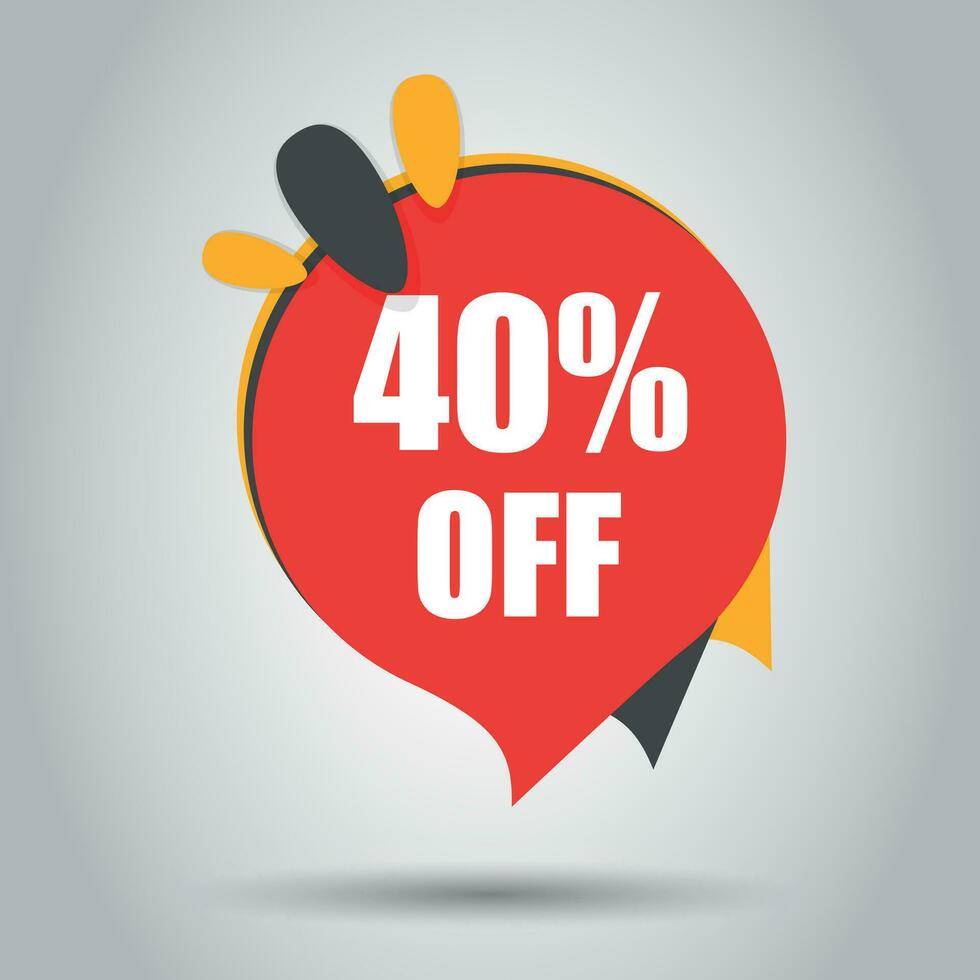 Sale 40 off discount price tag icon. Vector illustration. Business concept price discount pictogram.