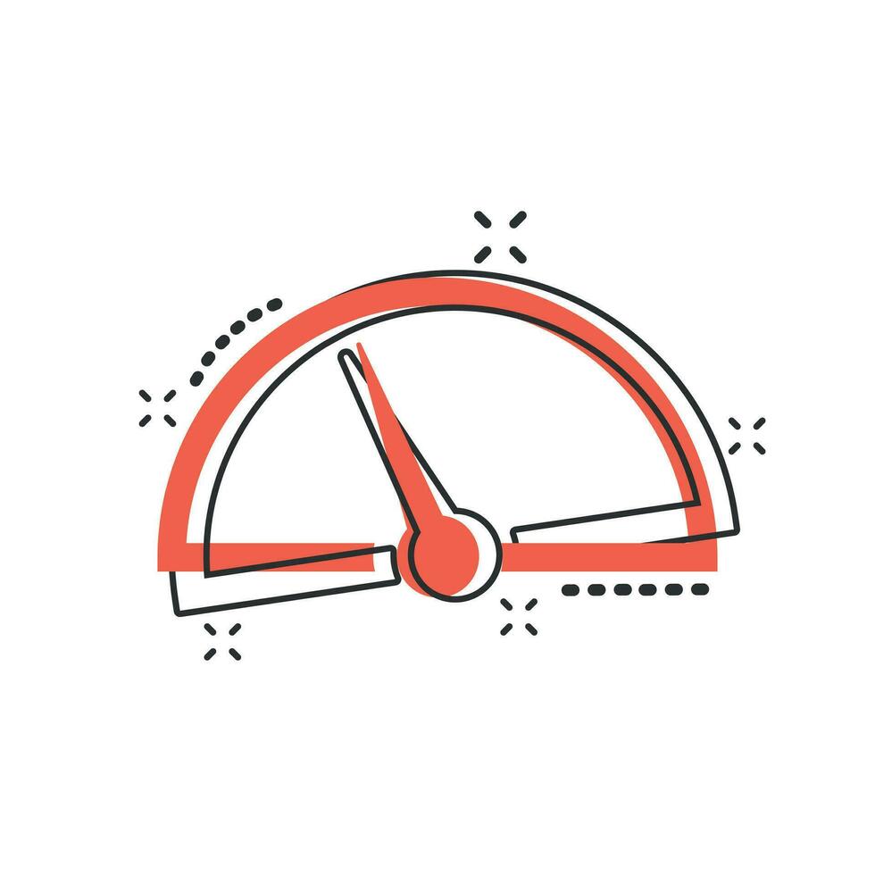 Vector cartoon dashboard icon in comic style. Level meter sign illustration pictogram. Speed business splash effect concept.