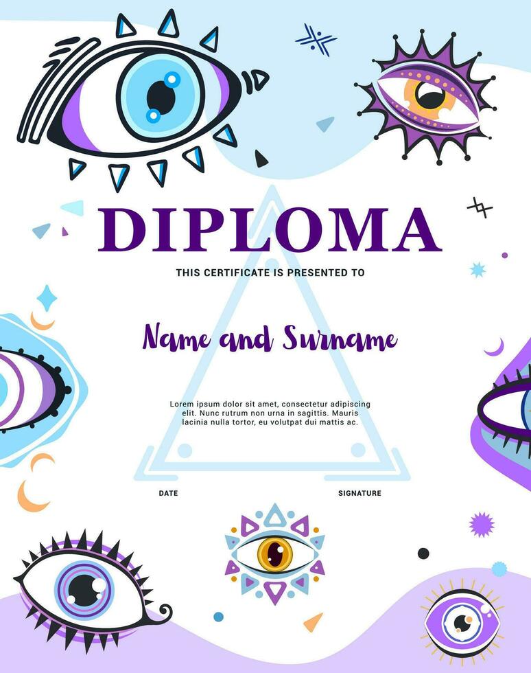 Clairvoyant oracle diploma magical witchcraft eyes vector