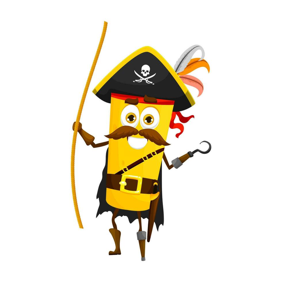 Cartoon cannelloni italian pasta pirate character vector