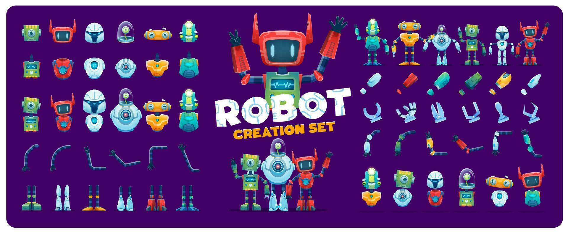 Robot creation kit, cyborg character constructor vector