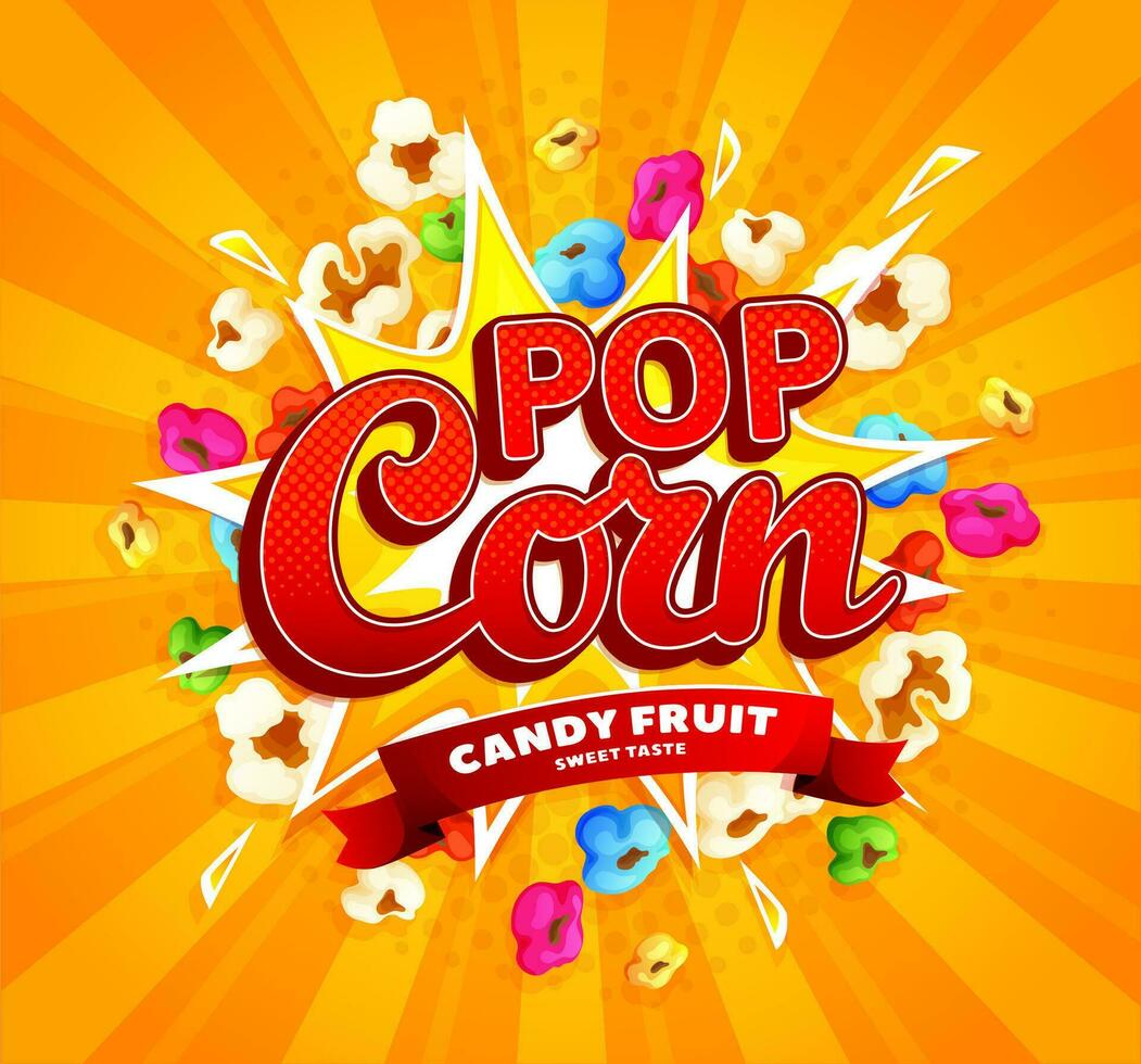 Cartoon movie color pop corn or popcorn explosion vector